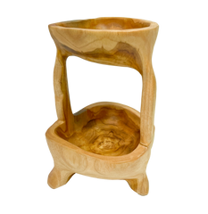 Teak Wood Double Bowl