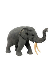 Black Wooden Elephant Trunk Up