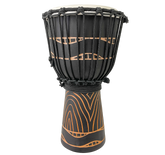Wooden Djembe Drum - Black Tribal 40cm