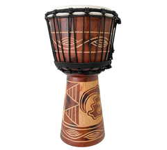Wooden Djembe Drum - Brown Tribal 40cm
