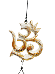 White Gold Omkara Symbol Bamboo Wind Chime