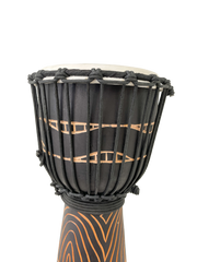 Wooden Djembe Drum - Black Tribal 40cm