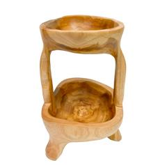 Teak Wood Double Bowl