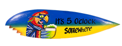Wood Surf Board Sign - It's Five O'Clock Somewhere 60cm