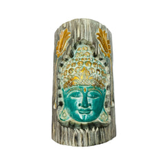 Wooden Buddha Half Log - Green / Gold