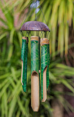 Green Bamboo and Coconut Shell Wind Chime