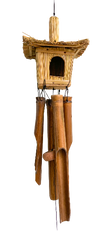 Straw Bird House With Chime - Square