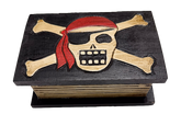 Wooden Box Skull and Crossbones Motif