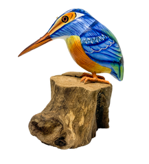 Handpainted Carved Wooden King Fisher