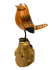 Handpainted Carved Wooden Wren