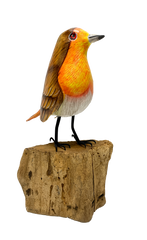 Handpainted Carved Wooden Robin
