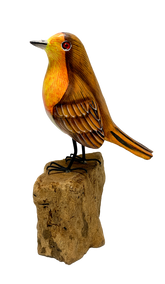 Handpainted Carved Wooden Robin