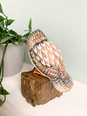Handpainted Carved Wooden Owl - Brown
