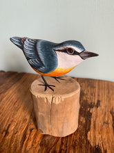 Handpainted Carved Nuthatch on Wood