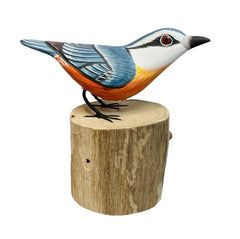 Handpainted Carved Nuthatch on Wood