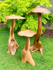 Large Teak Mushroom Set of Three - 80cm, 100cm and 120cm