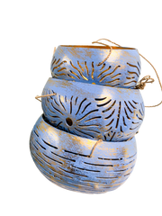 Coconut Candle Holders Blue - Set of Three