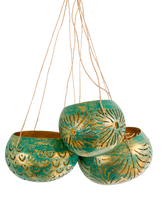 Coconut Candle Holders Green - Set of Three