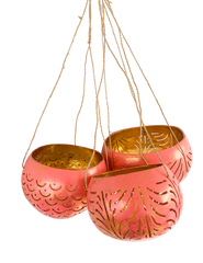 Coconut Candle Holders Pink - Set of Three