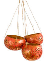 Coconut Candle Holders Red - Set of Three