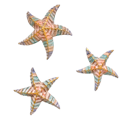 Wooden Starfish Hanging Set of 3 - Multicoloured