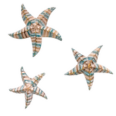 Wooden Starfish Hanging Set of 3 - Turquoise / Gold