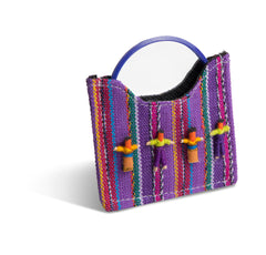 Mayan Worry Doll Round Mirror in Woven Pouch