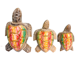Wooden Painted Turtles Set of 3 - Multicoloured