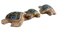 Wooden Painted Turtles Set of 3 - Blue