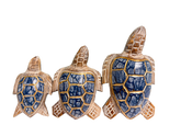 Wooden Painted Turtles Set of 3 - Blue