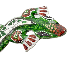 Wood Gecko With Mosaic Glass Green - Various Sizes