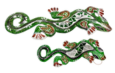 Wood Gecko With Mosaic Glass Green - Various Sizes