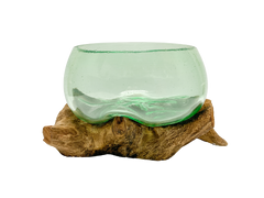 Coffee Root with Green Glass Bowl - 15cm