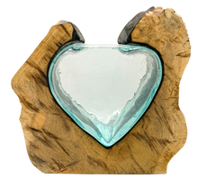 Coffee Root Base With Glass Heart Vase