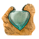 Coffee Root Base With Glass Heart Vase