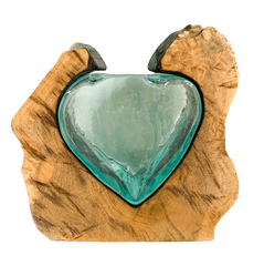 Coffee Root Base With Glass Heart Vase