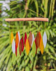 Glass Windchime 'Leaves' - Sunset