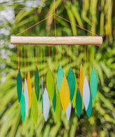 Glass Windchime 'Leaves' - Green