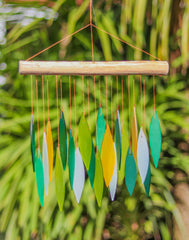 Glass Windchime 'Leaves' - Green