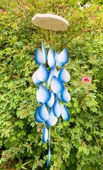 Glass Windchime Rain Drop - Blue Long