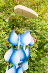 Glass Windchime Rain Drop - Blue Long