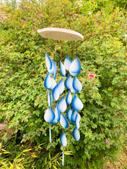 Glass Windchime Rain Drop - Blue Long