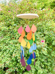Glass Windchime Rain Drop - Rainbow Long