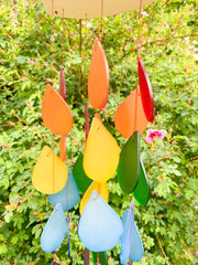 Glass Windchime Rain Drop - Rainbow Long