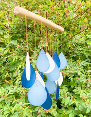 Glass Windchime Rain Drop - Blue