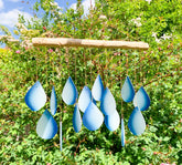 Glass Windchime Rain Drop - Blueish
