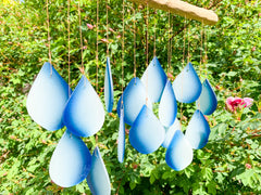Glass Windchime Rain Drop - Blueish
