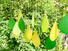 Glass Windchime Rain Drop - Green
