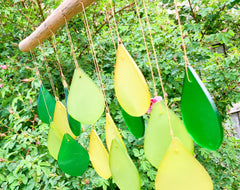 Glass Windchime Rain Drop - Green