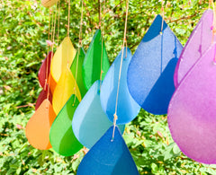 Glass Windchime Rain Drop - Rainbow
